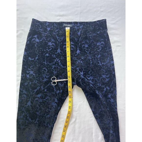 Roz & Ali Womens Medium Blue Black Floral Burnout Pants - Picture 2 of 9